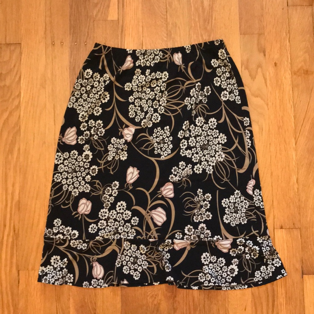 BCBG MazAzria Black Patterned Skirt